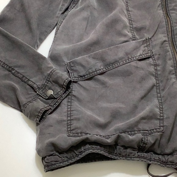 Free People Utility Army zip up hooded distressed lined lightweight jacket SZ S - Picture 8 of 16